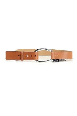 Stirrup-Buckle Wide Leather Belt