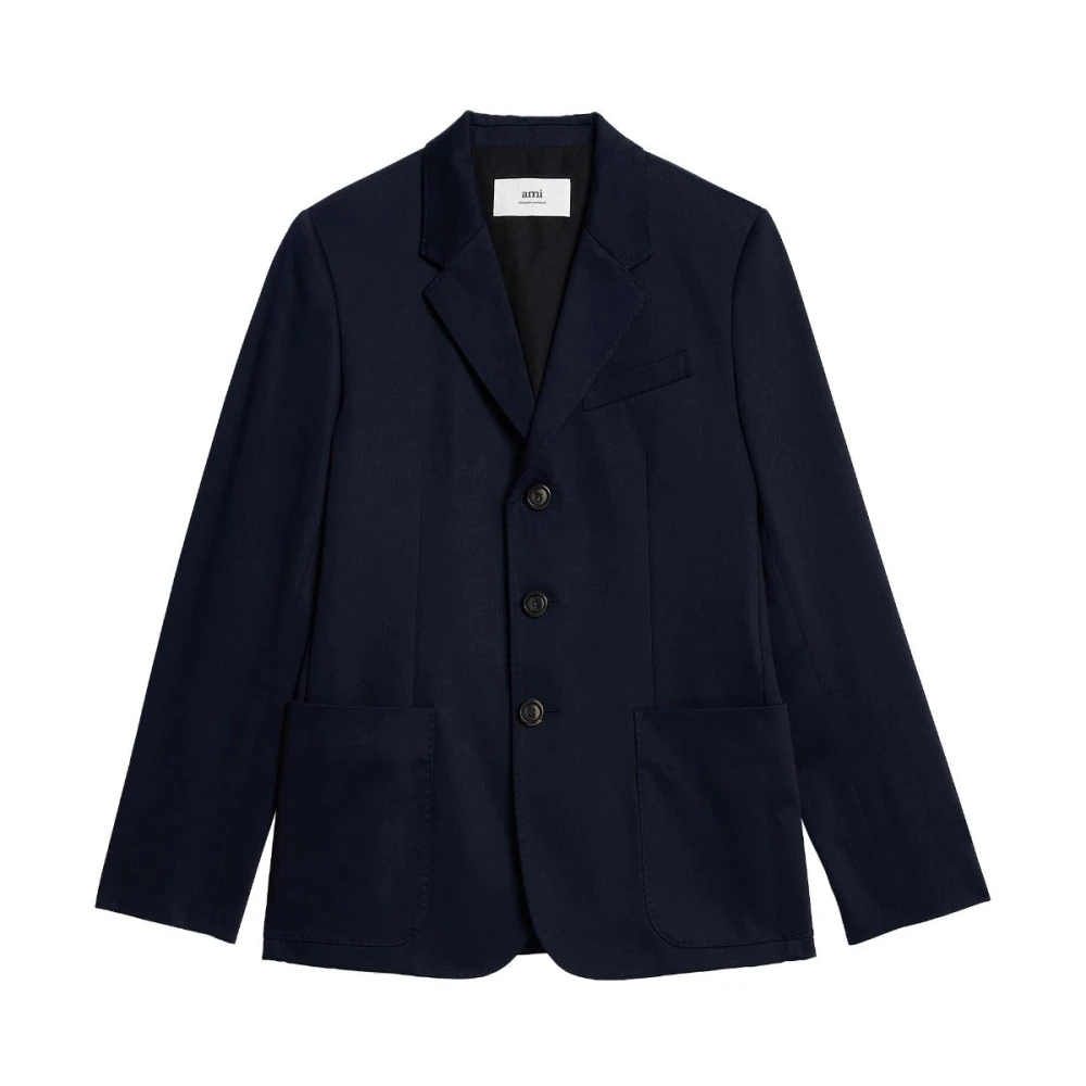 Ami Paris Katoenen Single Breasted Blazer Blue Heren