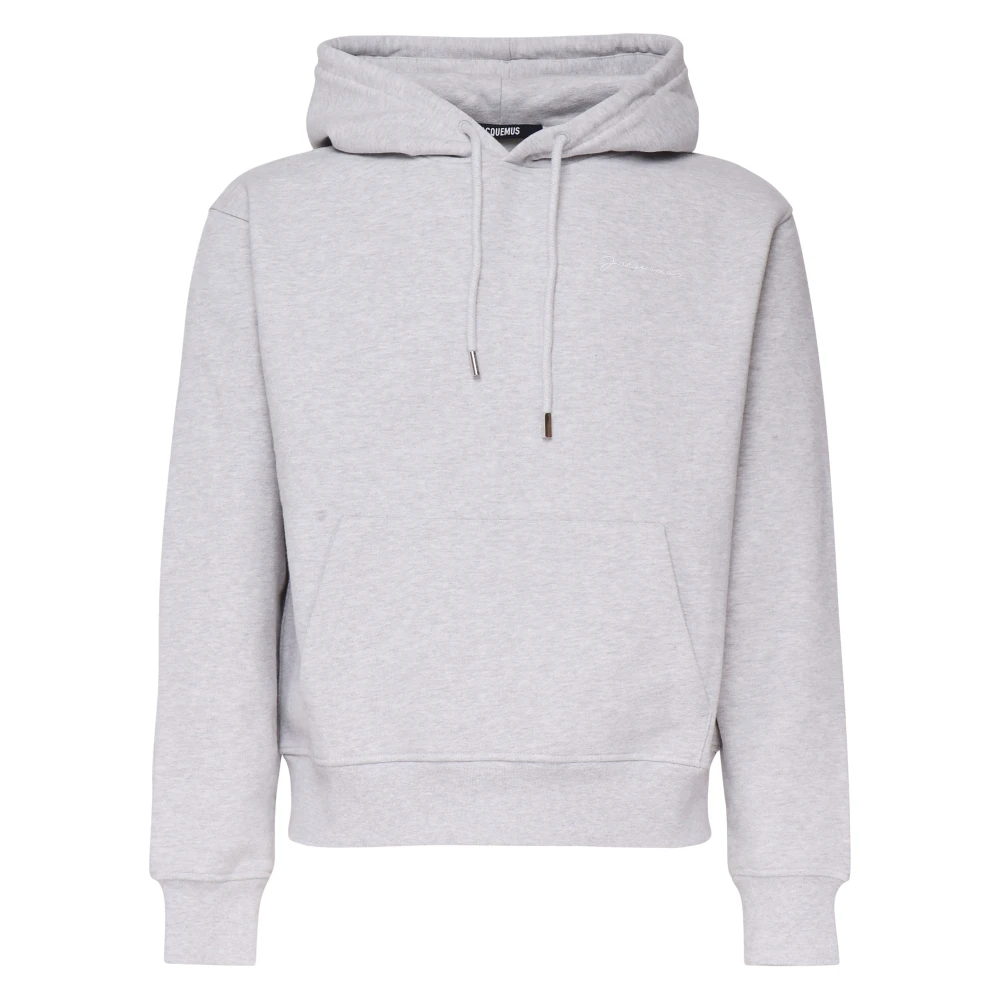 Jacquemus Geborduurde Logo Hoodie in Grijs Katoen Gray Heren