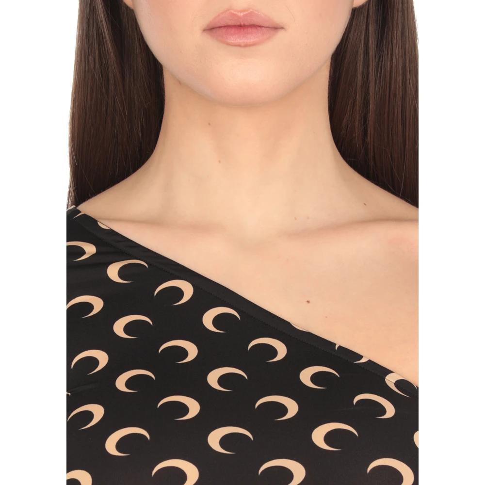 Marine Serre Zwart Moon Logo T-shirt Black Dames