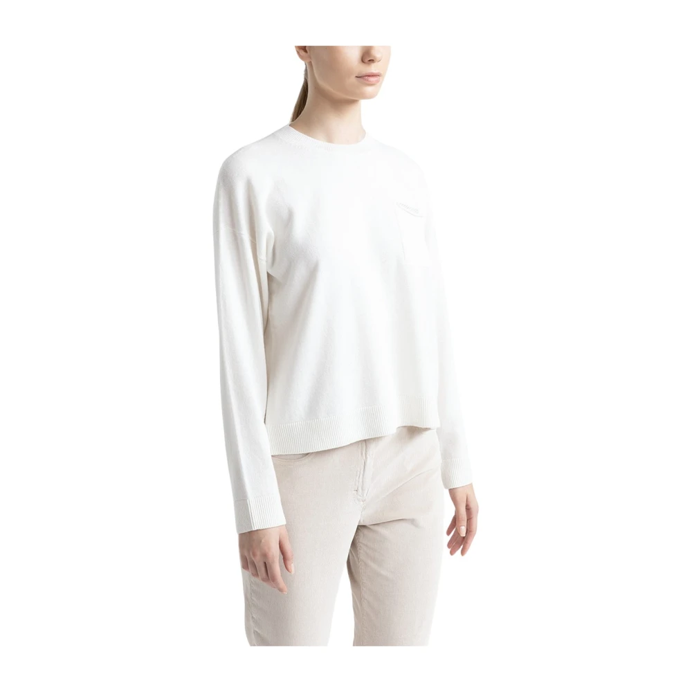 PESERICO Gladgebreide wol zijde en kasjmier trui White Dames