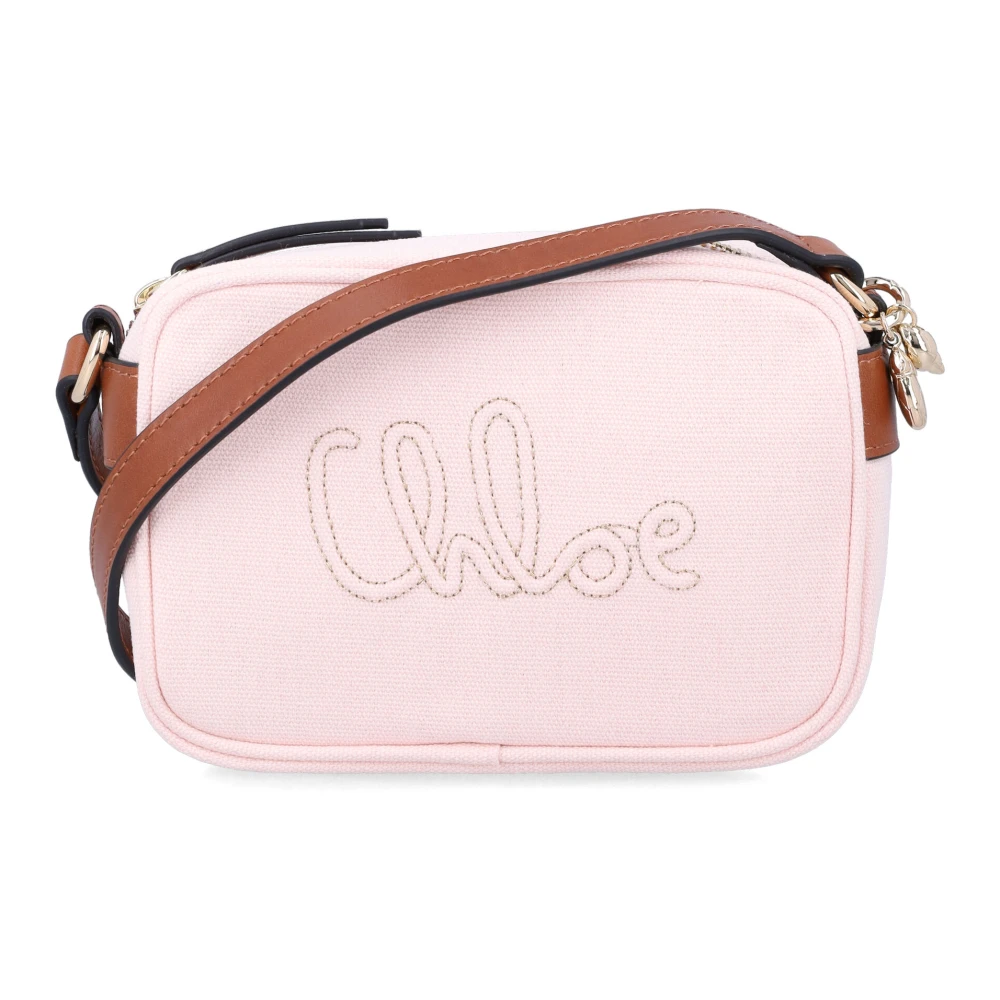 Chloé Girls Pink Bags, One Size, Shoulder Bag With Logo Embroidery