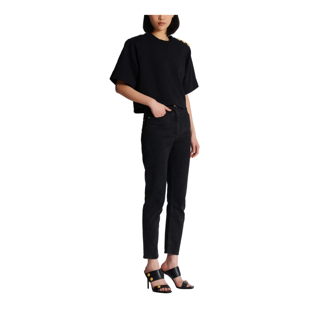 Balmain Sweatshirt met knopen Black Dames