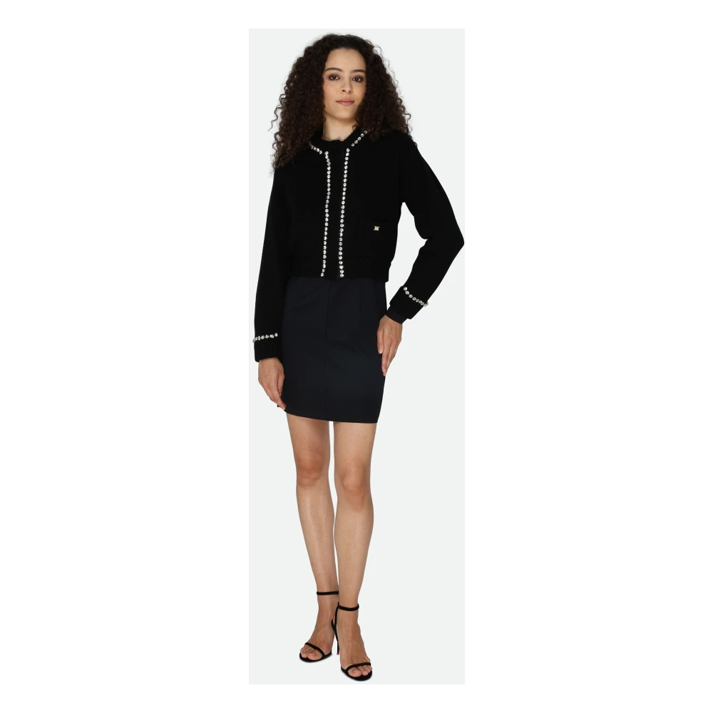pinko Zwarte Cardigan met Fonkelende Details Black Dames