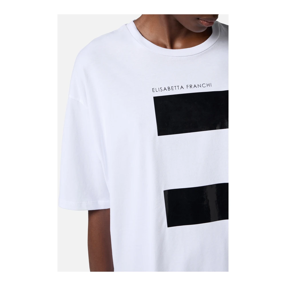 Elisabetta Franchi Oversized Katoenen T-shirt met Logoprint White Dames