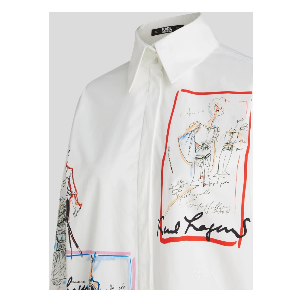 Karl Lagerfeld Trui met ontwerpersschetsen White Dames
