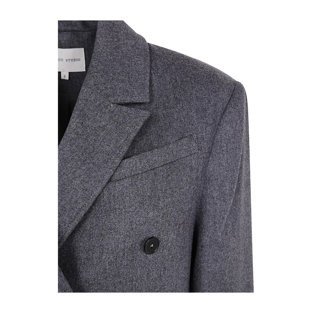 Loulou Studio Grijze wollen jas voor vrouwen Gray Dames