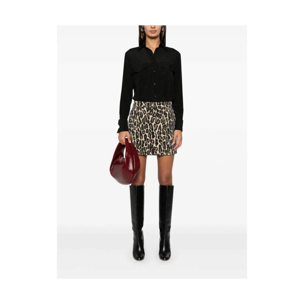 Mazzarelli Zwarte Zijde Blend Georgette Crepe Overhemd Black Dames