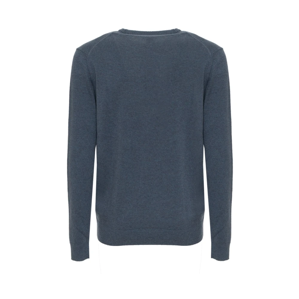 Sergio Tacchini Wollen trui met geribbelde boorden en zichtbaar logo Blue Heren