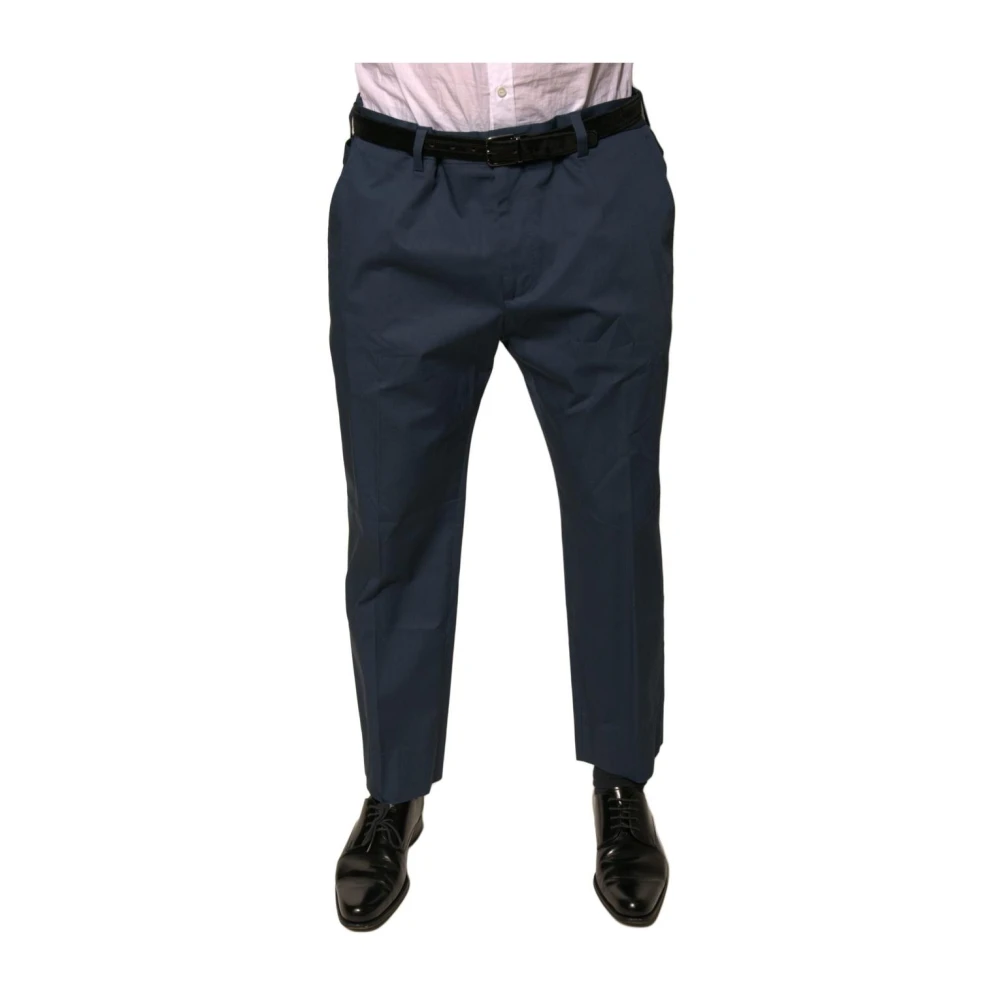 Dolce & Gabbana Men's Blue Elegant Dark Cotton Dress Trousers - Suit Trousers - 3XL - Trousers