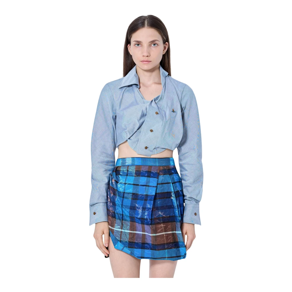 Vivienne Westwood Donna Blu - Camicia Cropped Drunken - Blouses & Shirts - Xs