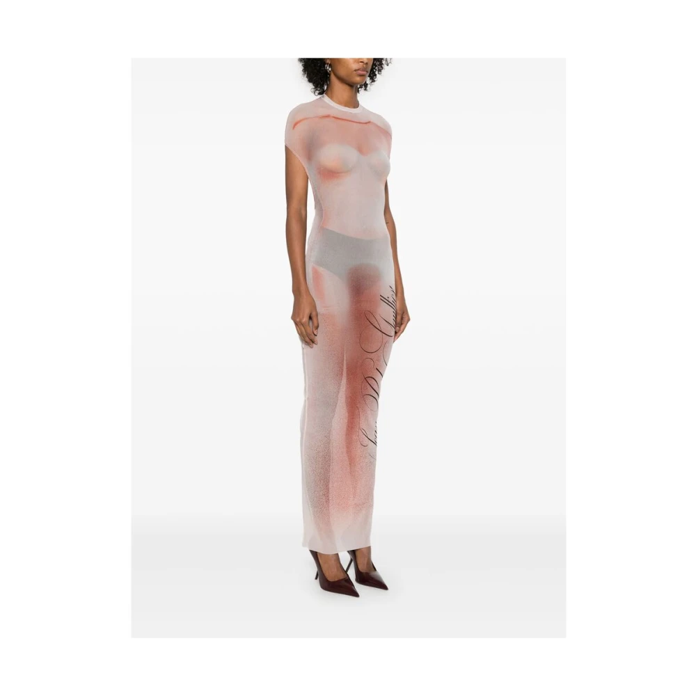 Jean Paul Gaultier Blush Pink Logo Print Jurk Pink Dames