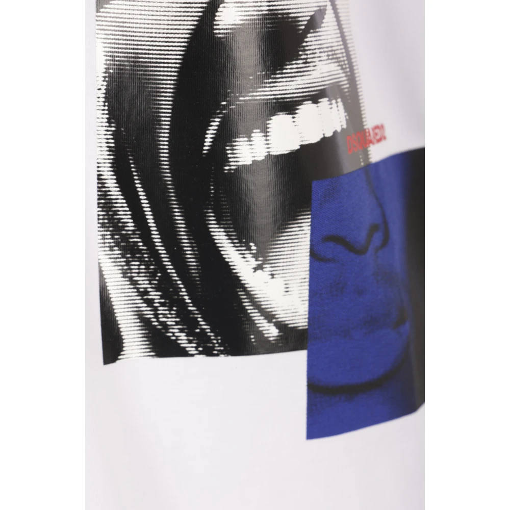 Dsquared2 Grafische Print Wit Katoenen T-shirt White Heren
