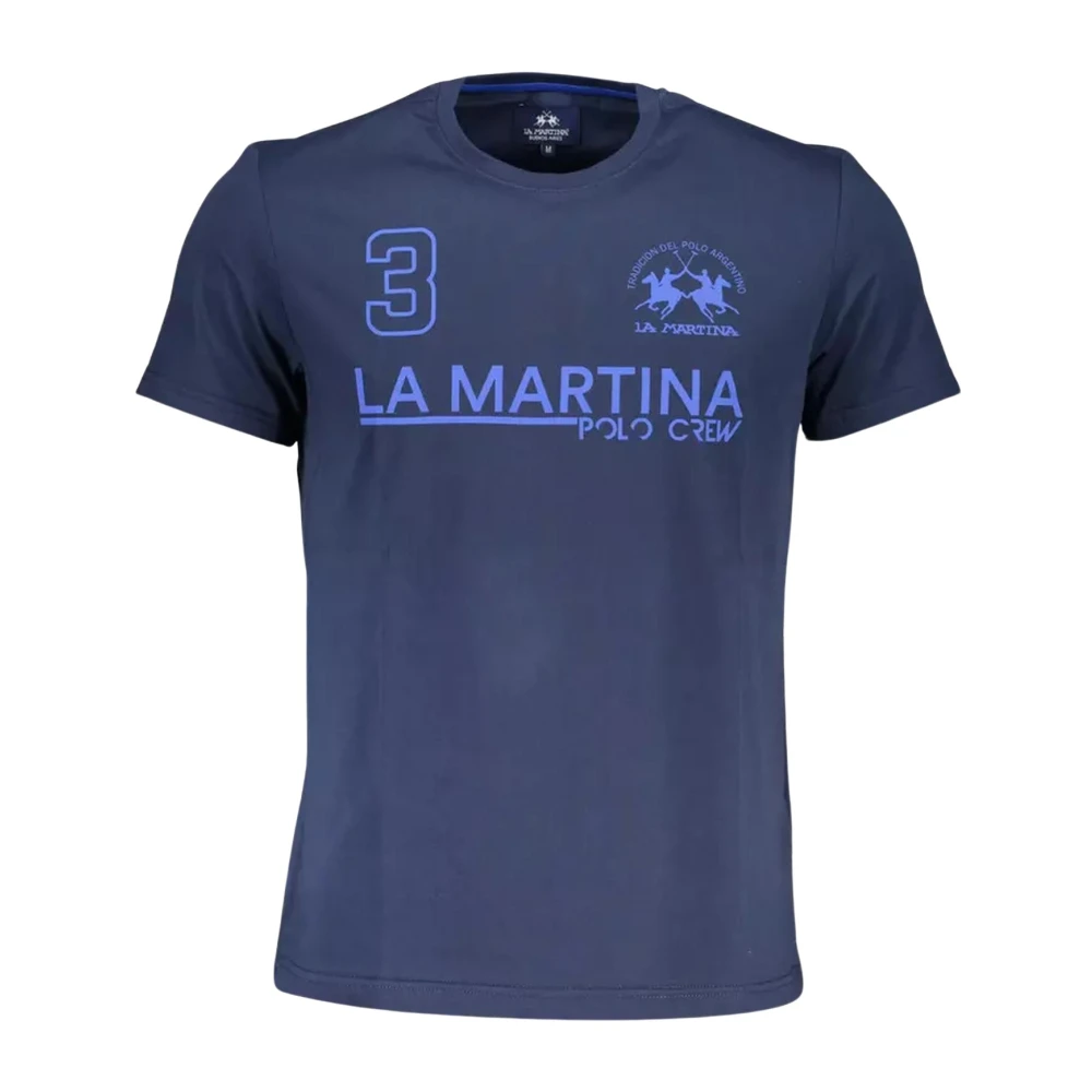 LA MARTINA Blauw Katoenen T-shirt met Iconische Print Blue Heren