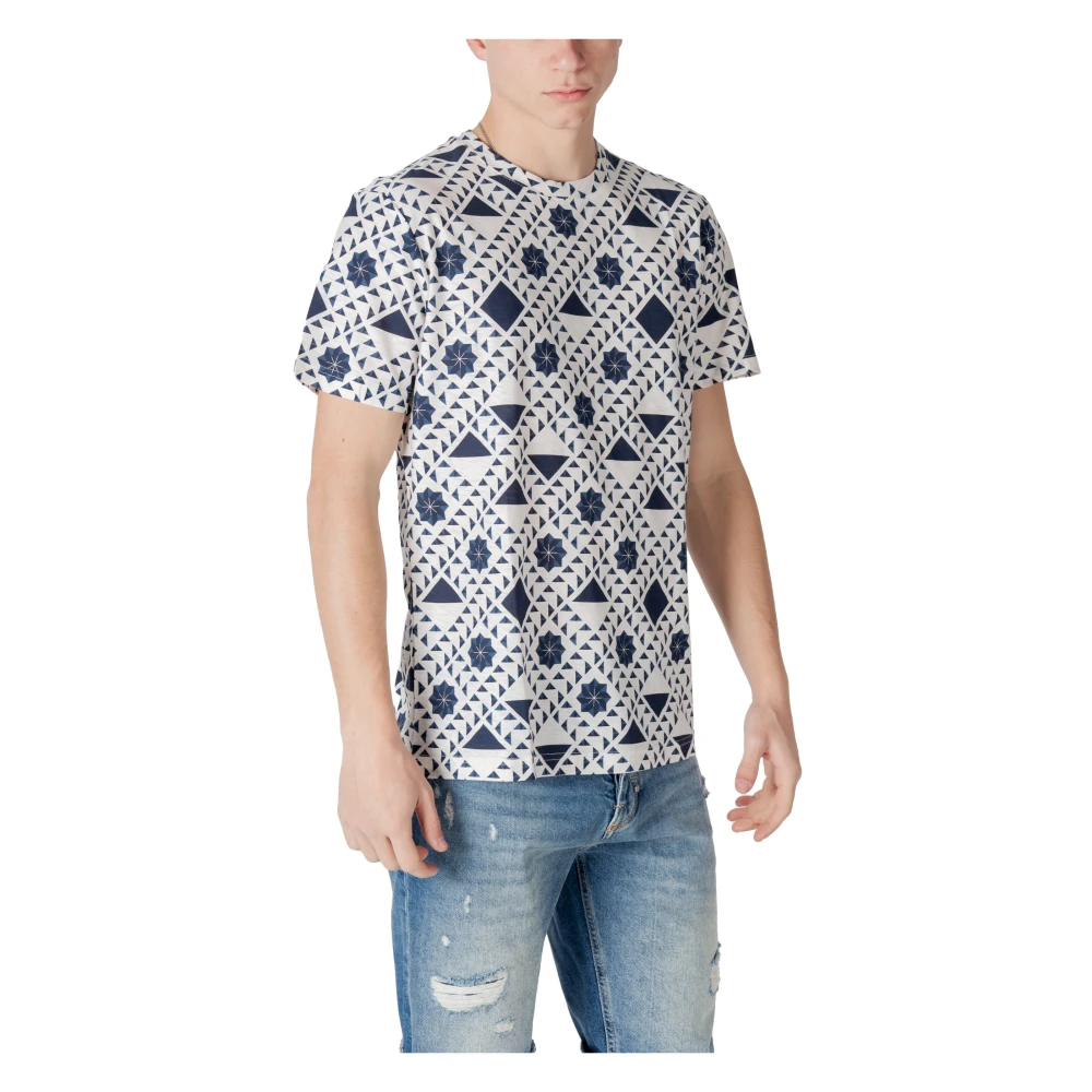 Antony Morato Geometrisch Patroon Katoenen T-shirt Blue Heren