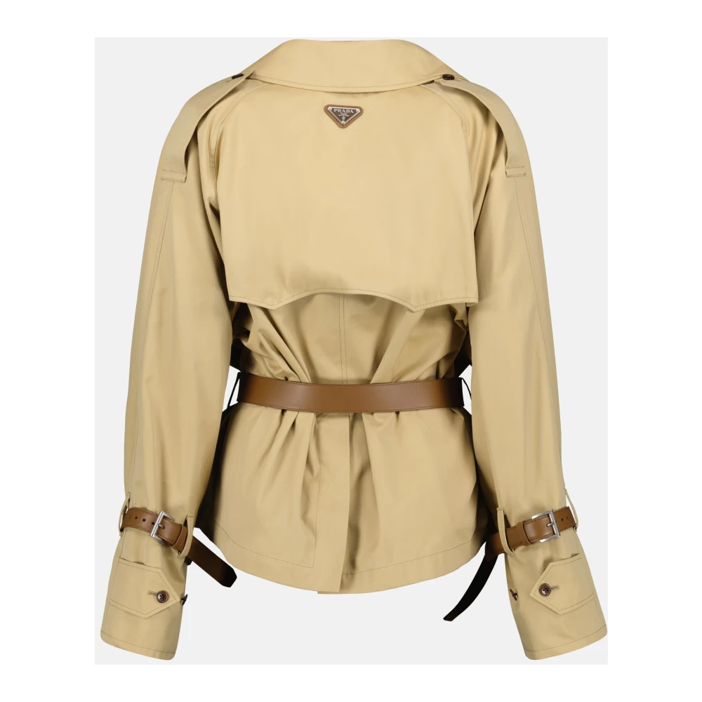 Prada Beige Katoenen Trenchcoat Beige Dames