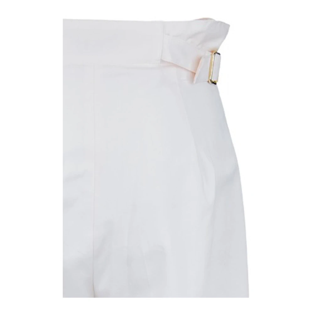 Elisabetta Franchi Gouden Detail Rits Knoop Damesbroek White Dames