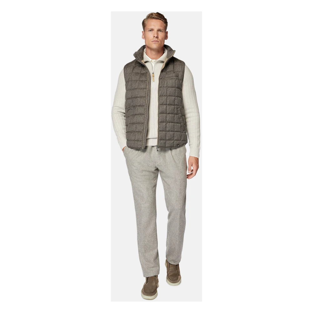 Boggi Milano Flanellen Gilet Gevuld Met Ganzenveren Gray Heren