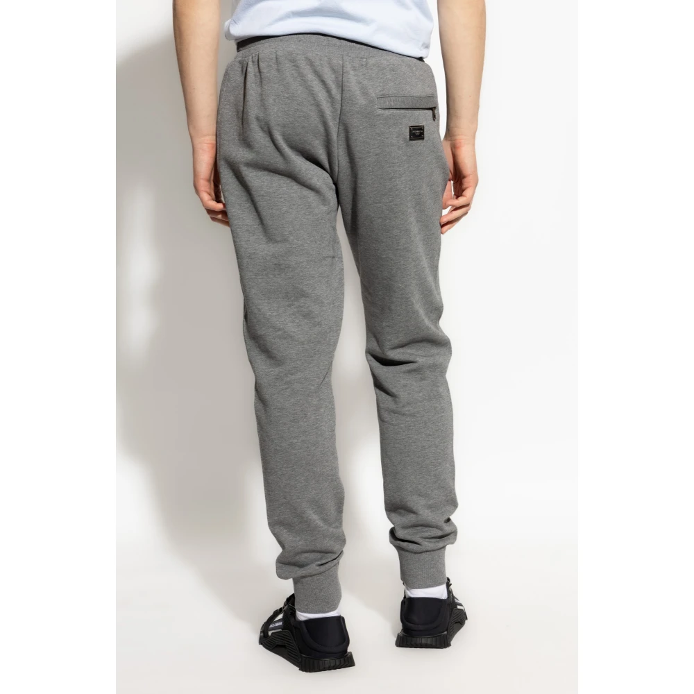 Dolce & Gabbana Sweatpants met logo applicatie Gray Heren
