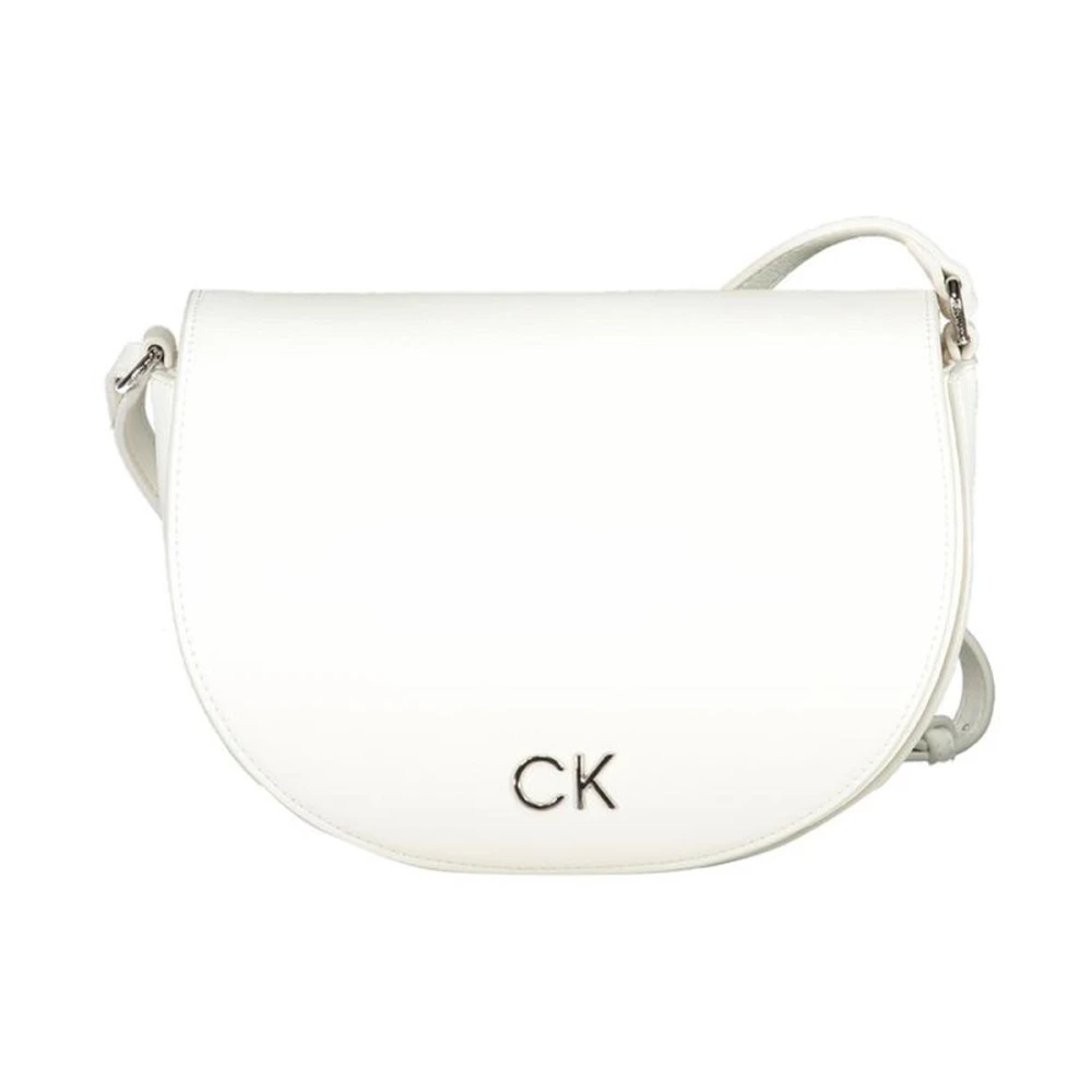 Calvin Klein Witte Halve Maan Leren Handtas White Dames