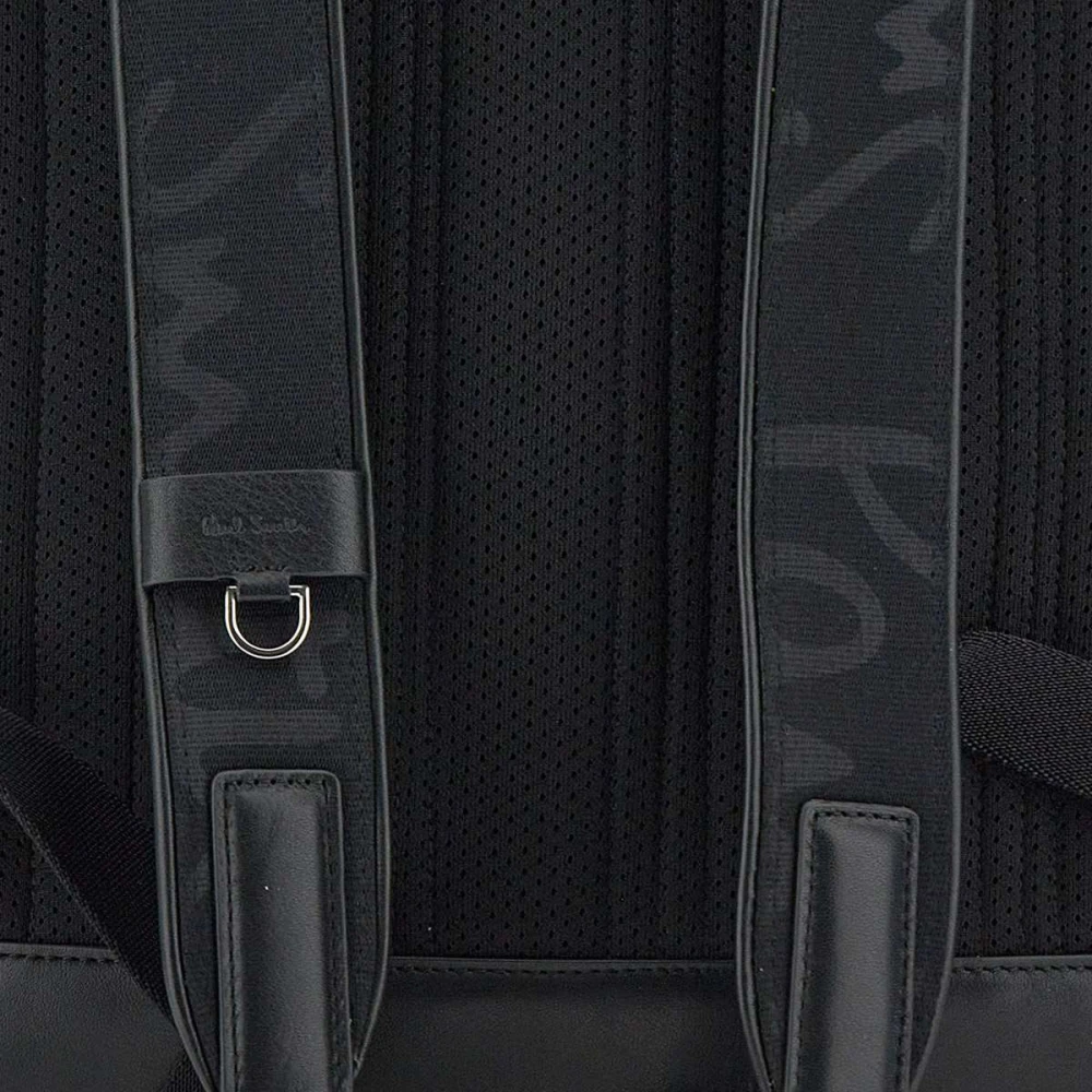 Paul Smith Leren rugzak met iconische strepen Black Heren