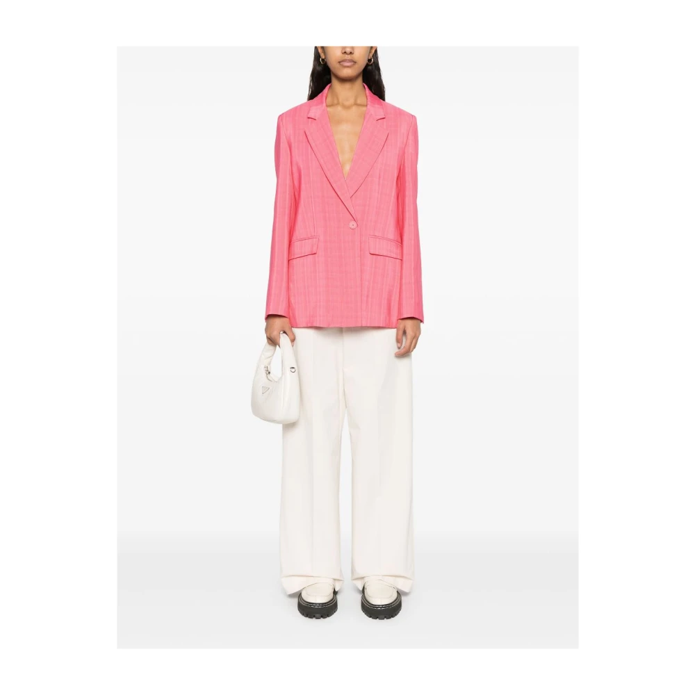 Semicouture Flamingo Pink Jas met Voorknoppen Pink Dames