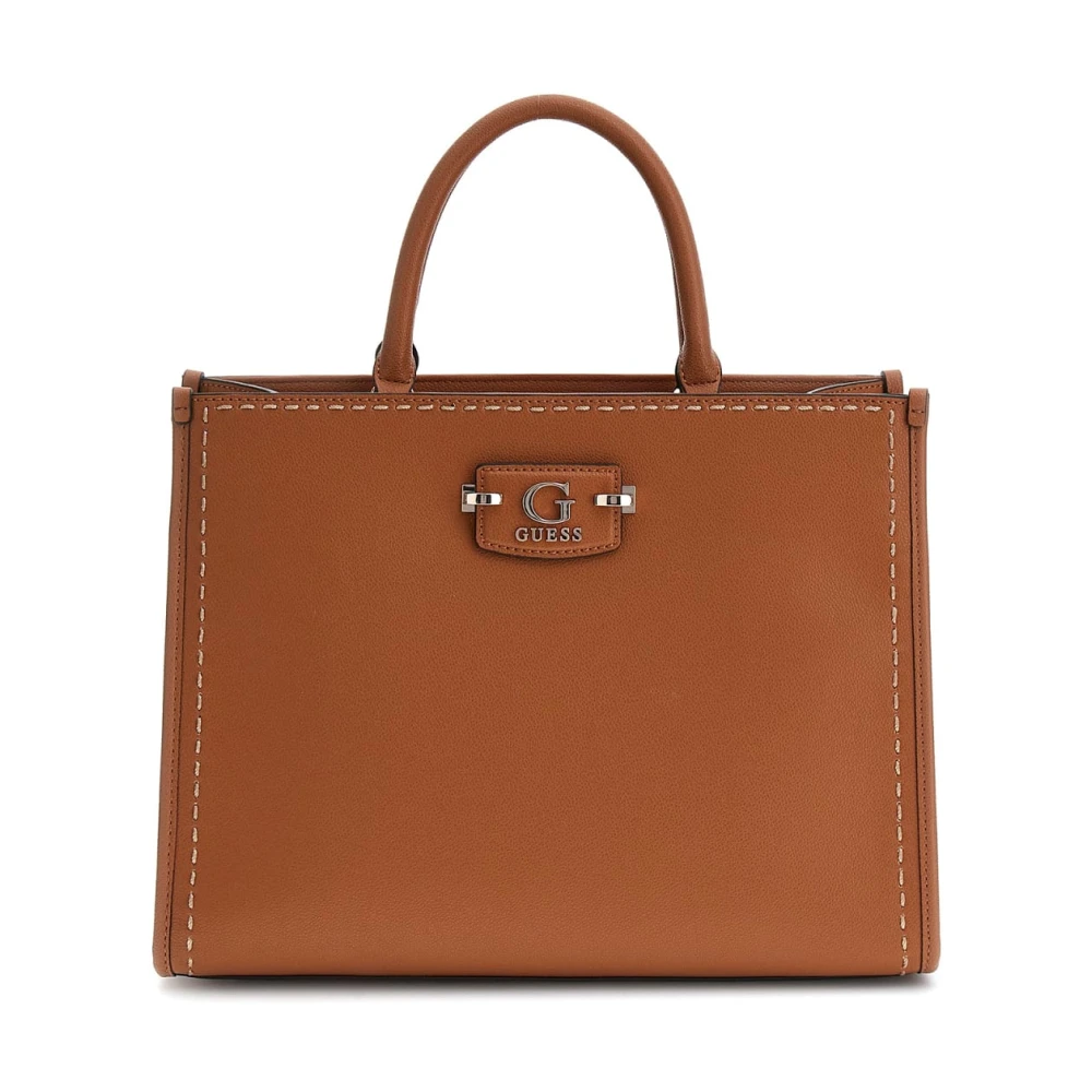 Guess Anadela 3 Compartiment Satchel Tas Karamel Brown Dames