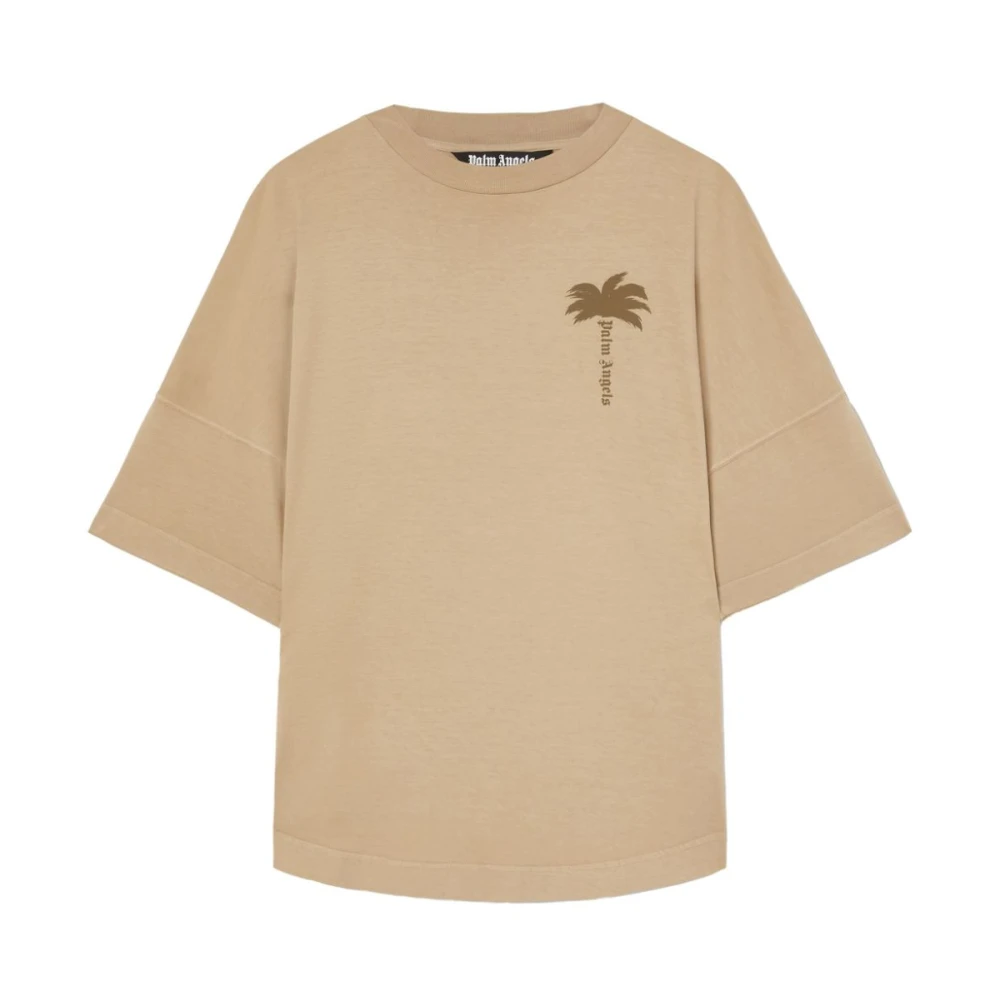 Palm Angels T-shirt met Palmprint Beige Heren