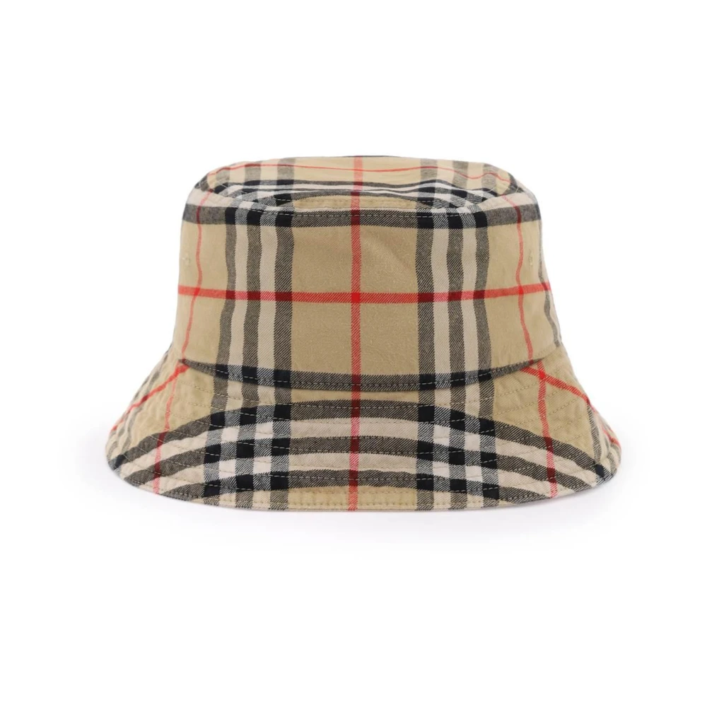 Burberry Men's Beige Check Cotton Bucket Hat