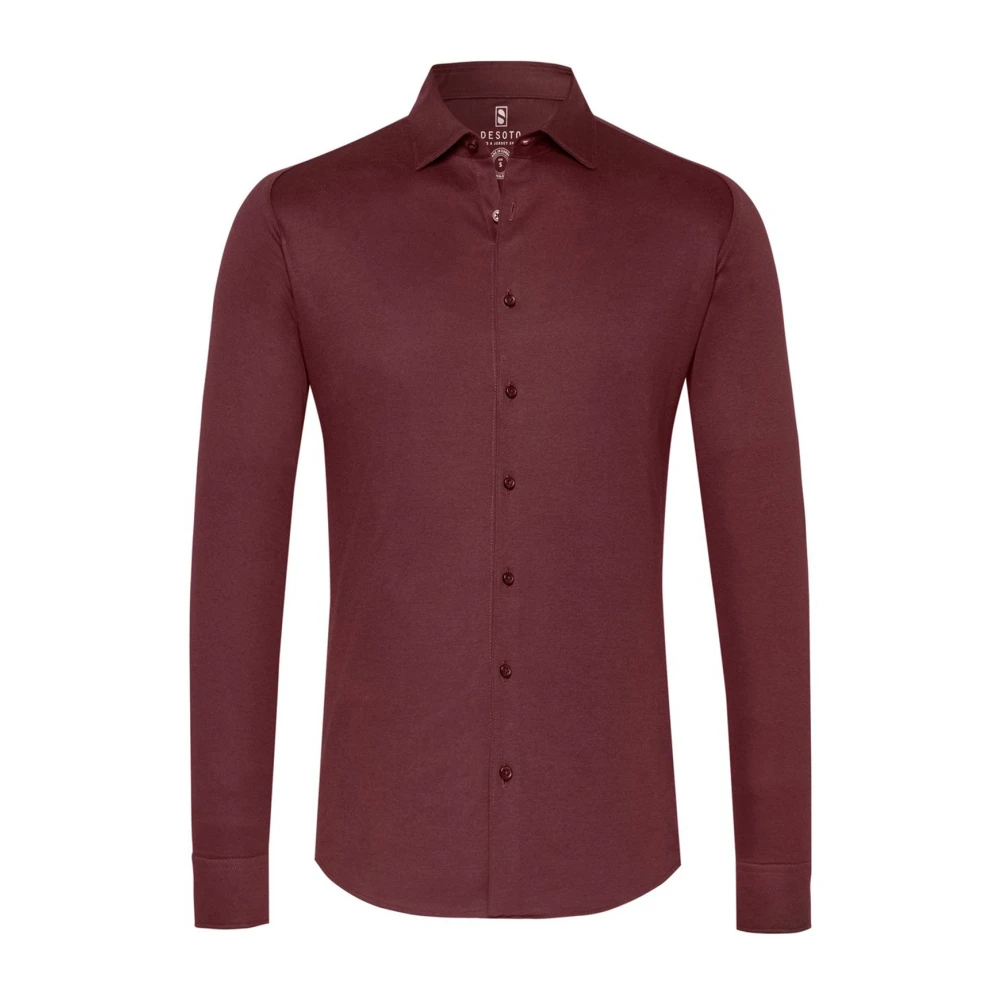 Desoto business overhemd slim fit bordeaux rood effen katoen