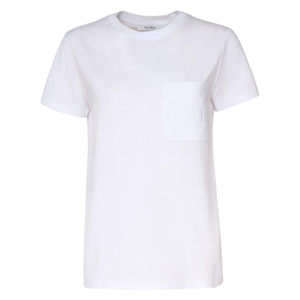 Max Mara Off-White Katoenen T-shirt Ronde Kraag Beige Dames