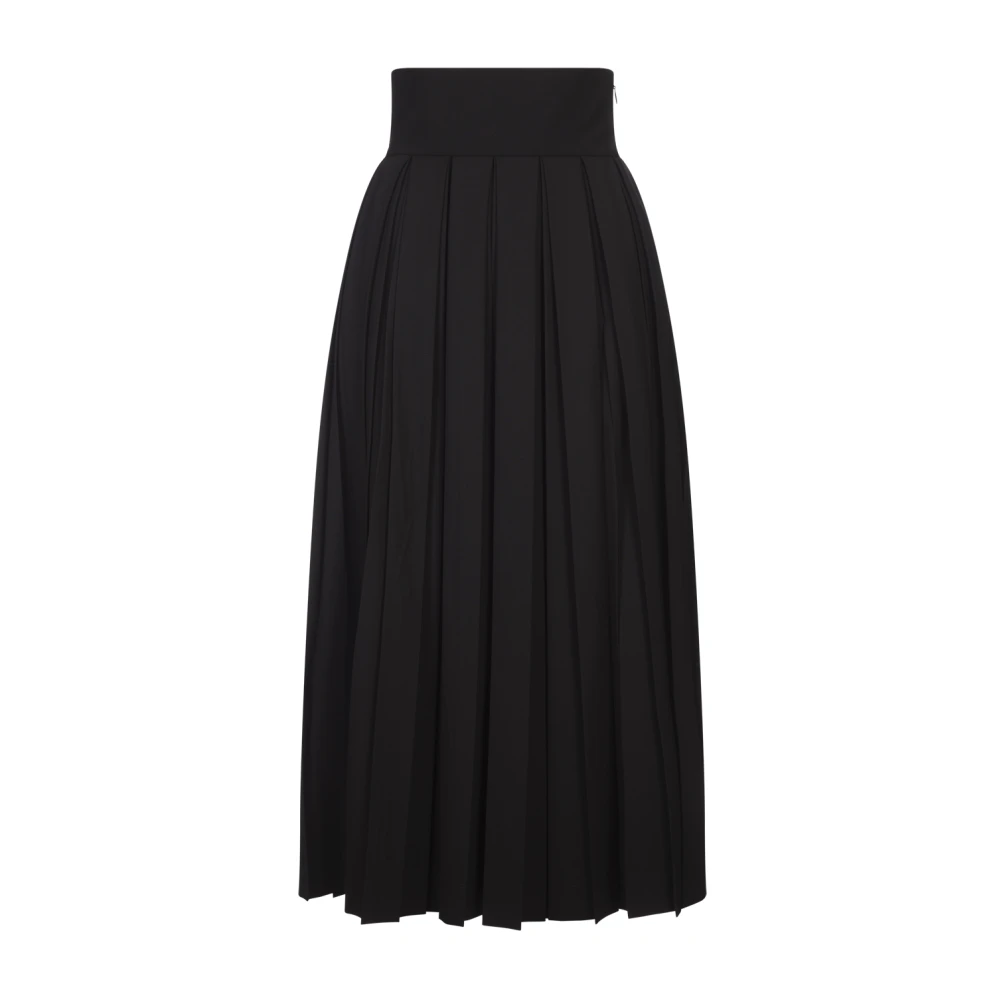 Ermanno Scervino Zwarte Geplooide Rok Stretchwol Black Dames
