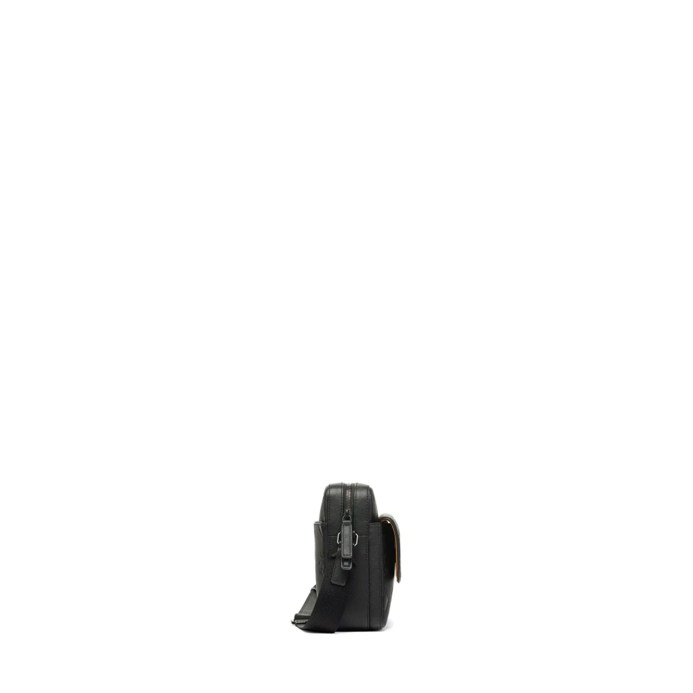 MCM Aren Messenger-tas van leer met Maxi-monogram Black Heren