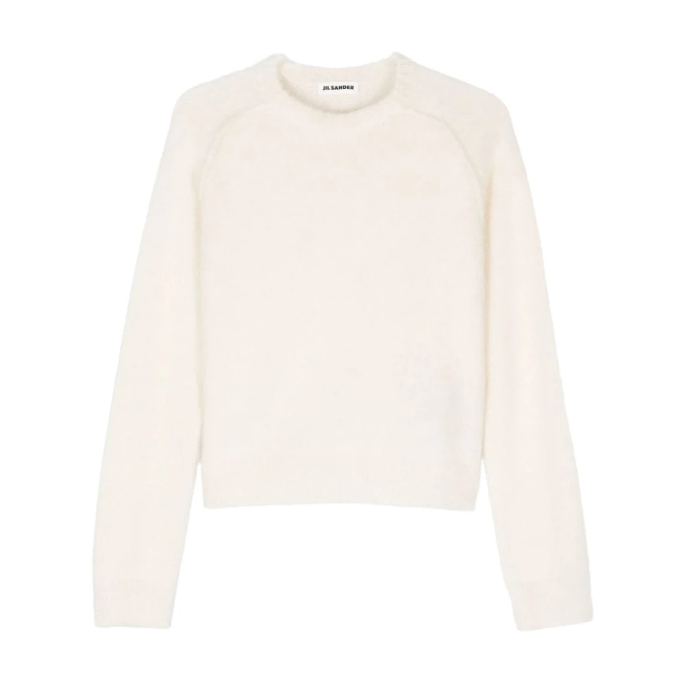 Jil Sander Witte Wolmix Ronde Hals Trui White Dames