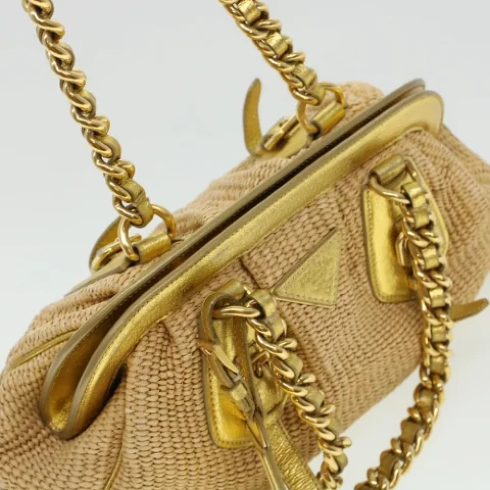 Prada Vintage Pre-owned Leather prada-bags Beige Dames