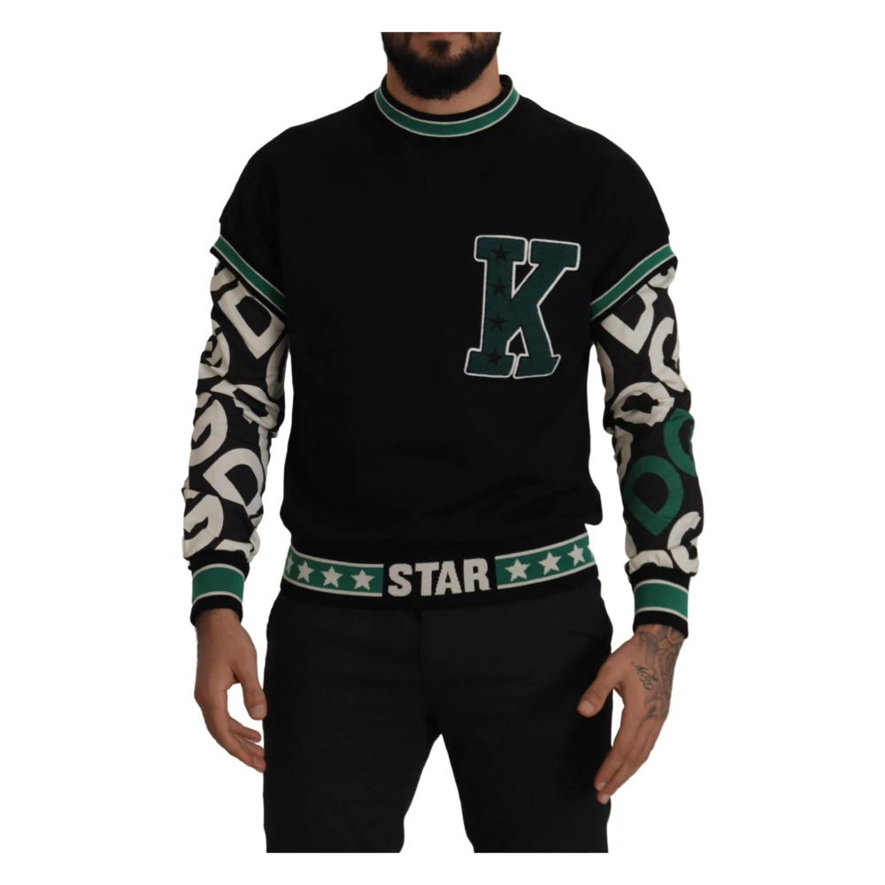 Dolce & Gabbana Sweatshirts, Male, Xs, King Star Crewneck Pullover Jumper Black