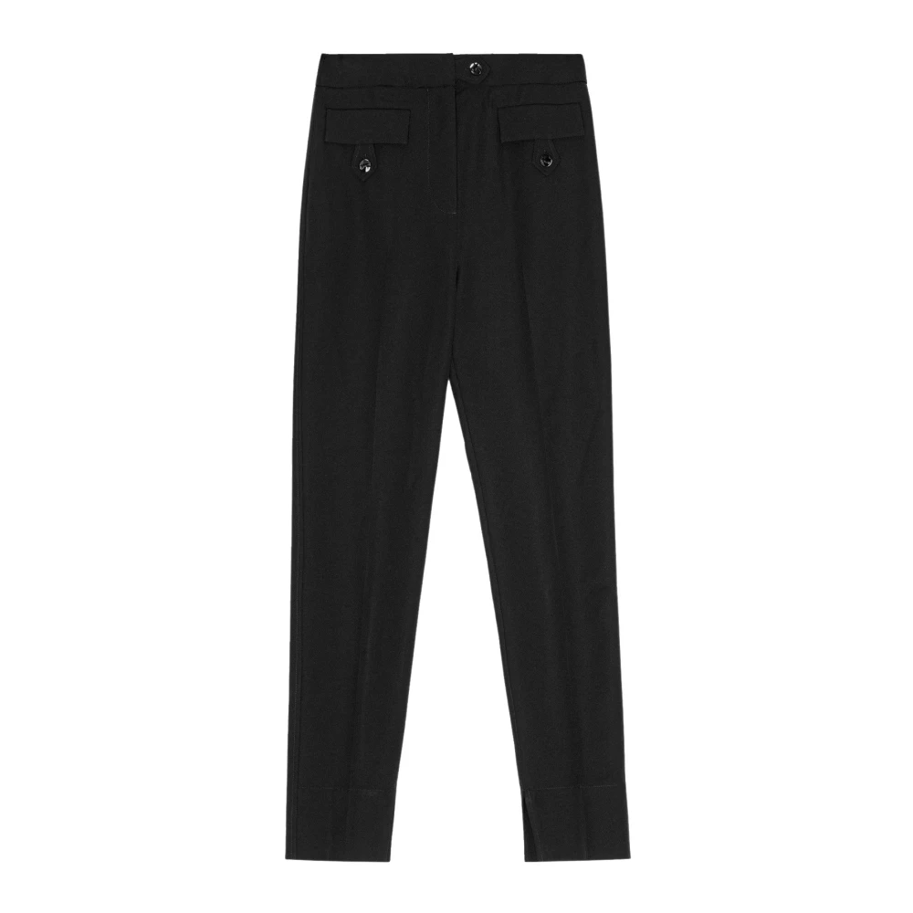 Ganni Women's Black Slim-Fit Trousers, Xs, Twill Suiting Trousers