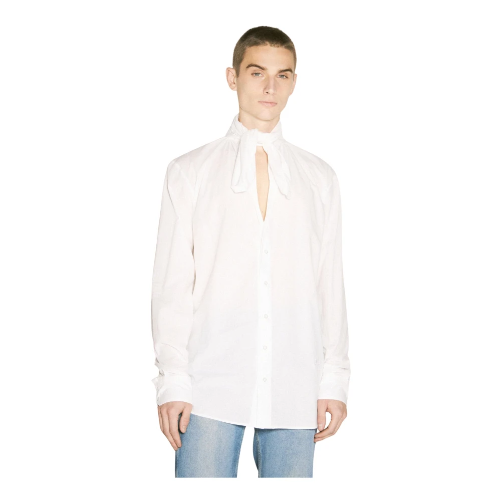 Vivienne Westwood Katoenen Shirt met Zelfstrik Strik Kraag White Heren