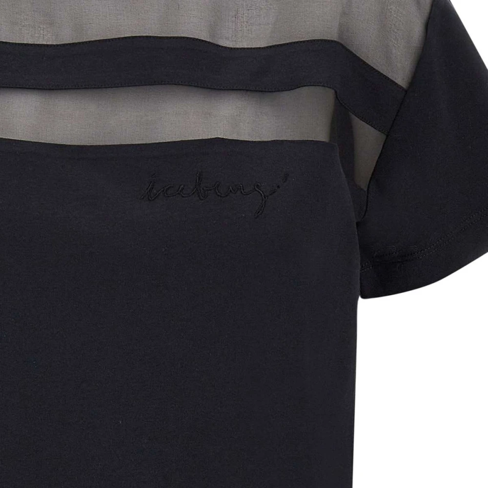 Iceberg Zwart Katoenen Jersey T-shirt met Organza Details Black Dames