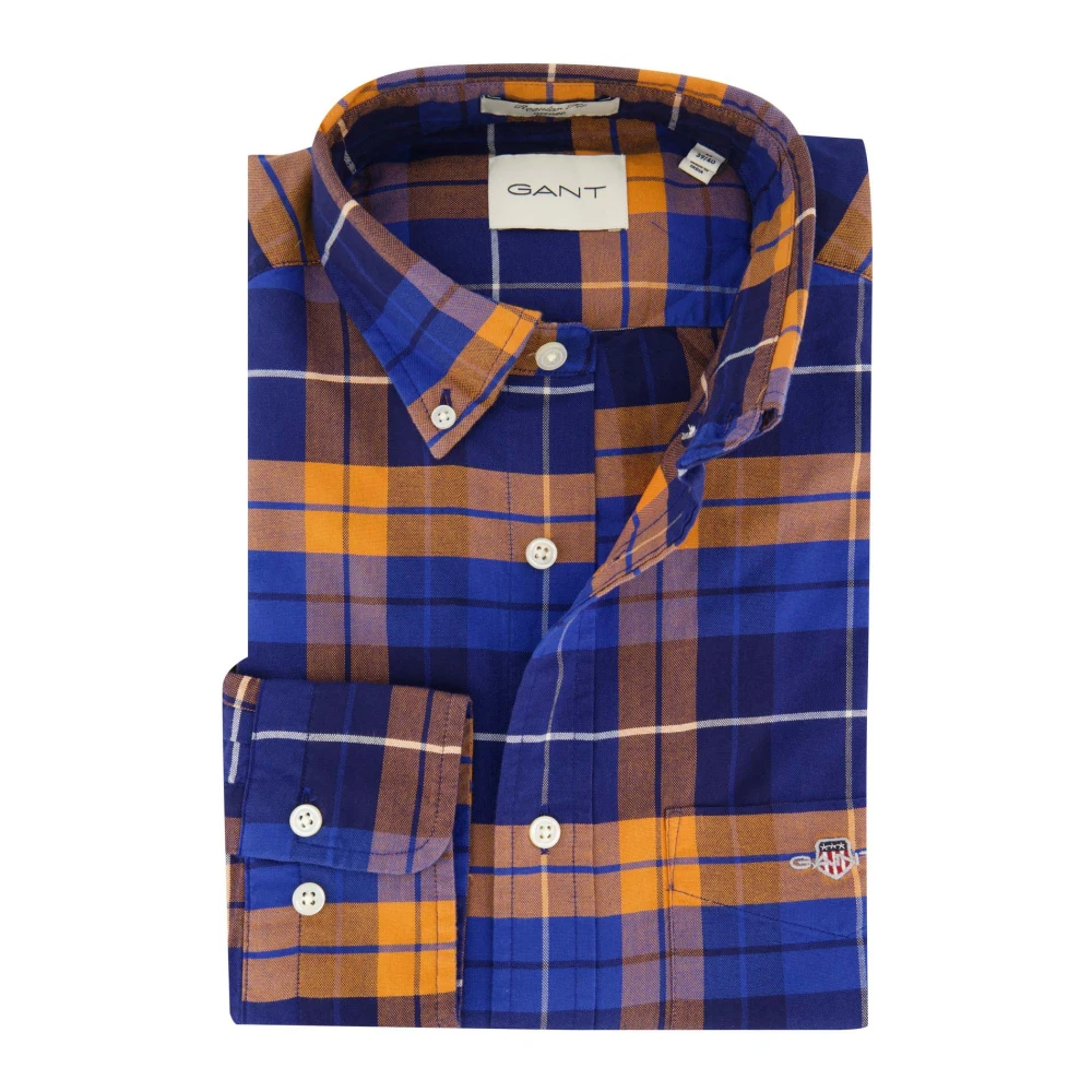 Gant Mannelijk Multicolor Overhemden Heren, Veelkleurig, 2XL, Casual Overhemd Oranje