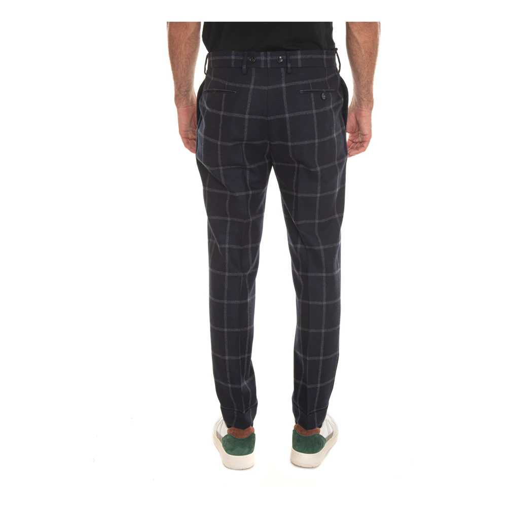 Berwich Geruite Chino met Tailoring Vent Blue Heren