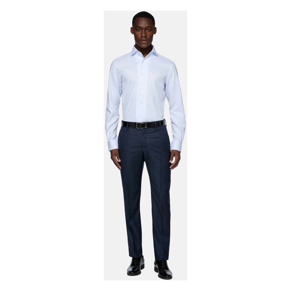 Boggi Milano Regular Fit Overhemd van honingraatkatoen Blue Heren