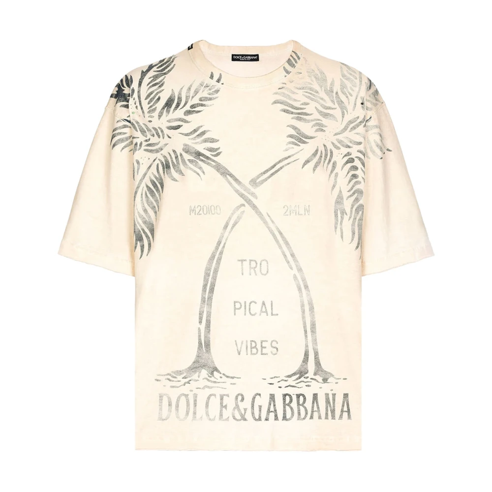 Dolce & Gabbana Stijlvol T-shirt met Uniek Ontwerp Beige Heren