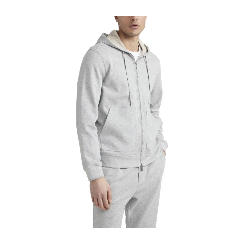 PESERICO Zachte katoenen sweatshirt met tricot afwerking Gray Heren