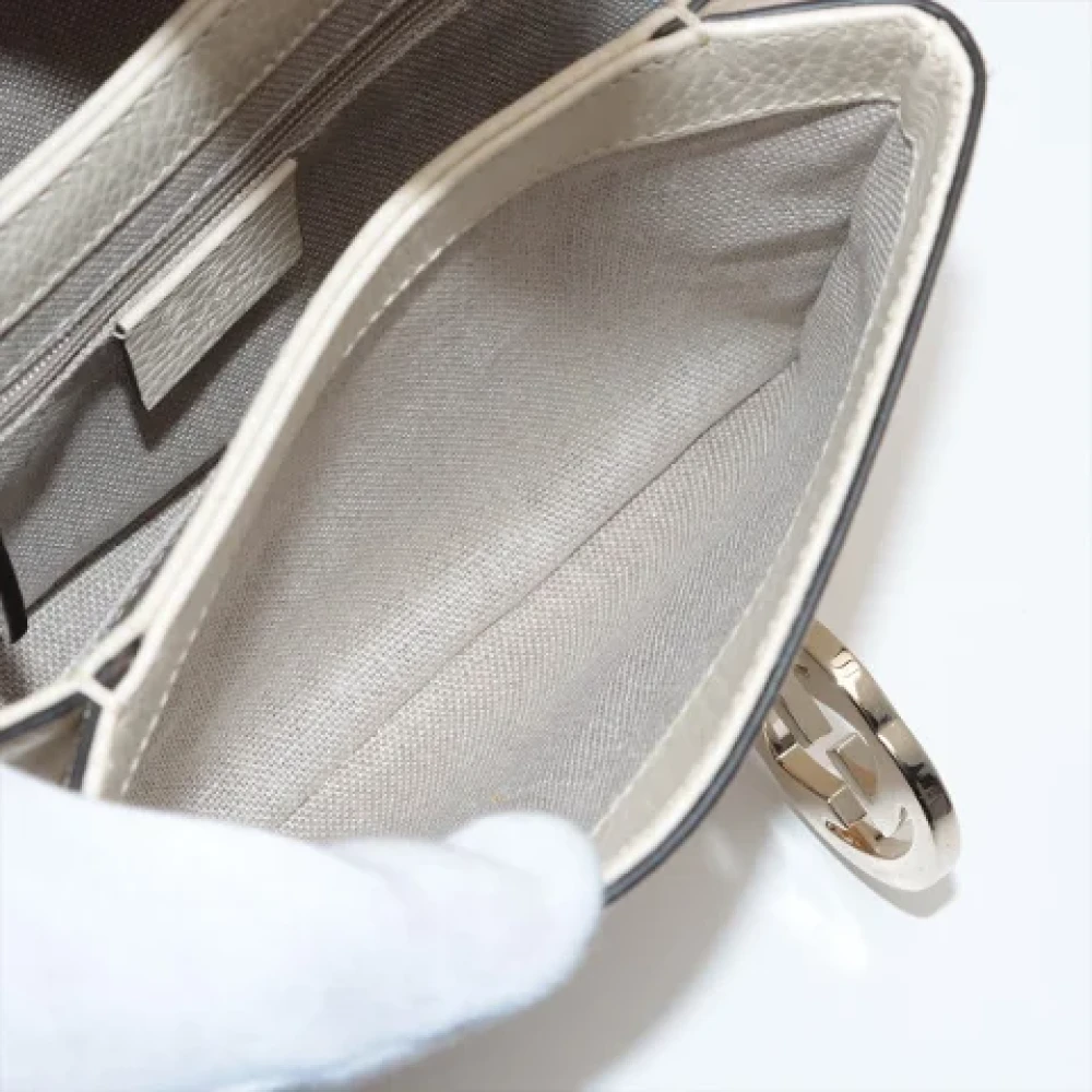Gucci Vintage Beige Leren Gucci Schoudertas Beige Dames