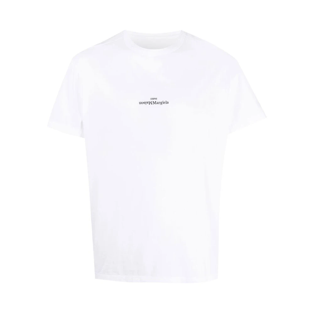 Maison Margiela Logo Print Katoenen T-shirt White Heren