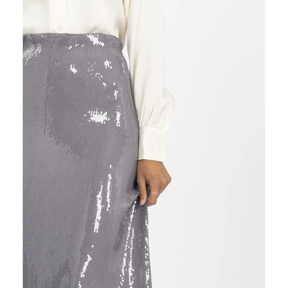 N21 Glanzende Lange Rok met Pailletten Gray Dames