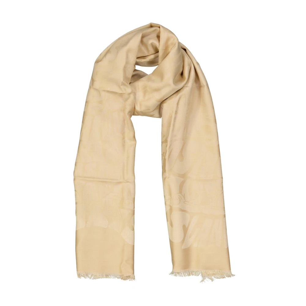 Lanvin Zijde Wol Sjaal met Franje Beige Dames