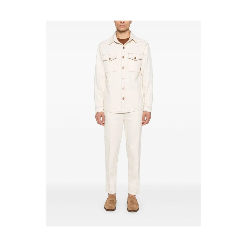 Cruna Denim Button-Up Shirt Beige Heren