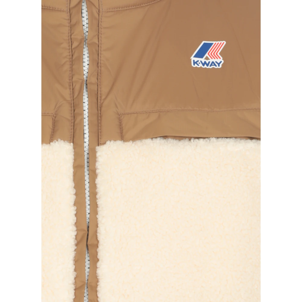 K-way Bruine jas met hoge kraag en teddy-inzetstukken Brown Heren
